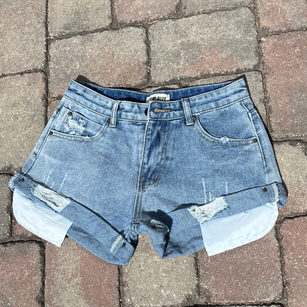 Classic Light Blue Distressed Low Rise Jean Short